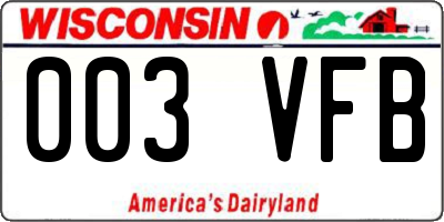 WI license plate 003VFB