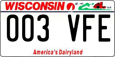 WI license plate 003VFE