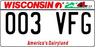 WI license plate 003VFG