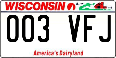 WI license plate 003VFJ