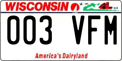 WI license plate 003VFM