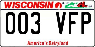 WI license plate 003VFP