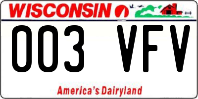 WI license plate 003VFV