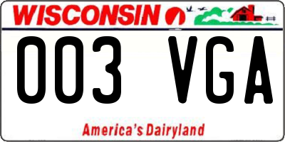 WI license plate 003VGA