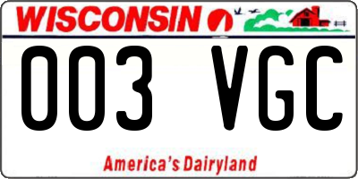 WI license plate 003VGC