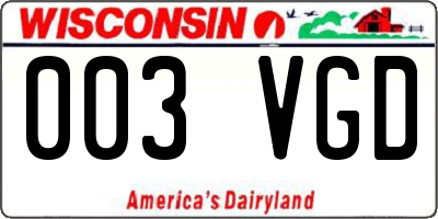 WI license plate 003VGD