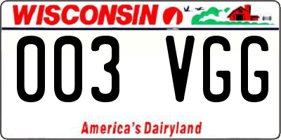WI license plate 003VGG