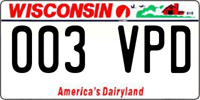 WI license plate 003VPD
