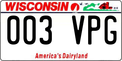 WI license plate 003VPG