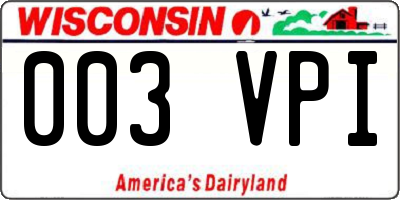 WI license plate 003VPI