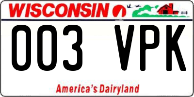 WI license plate 003VPK