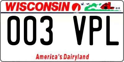 WI license plate 003VPL