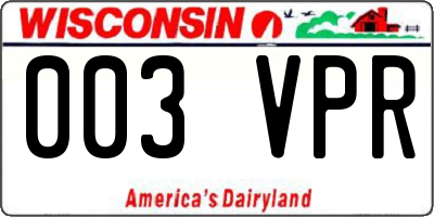 WI license plate 003VPR