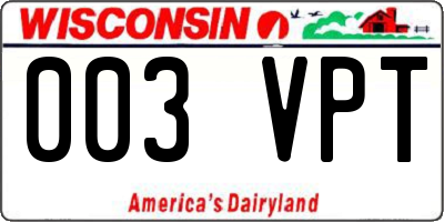 WI license plate 003VPT