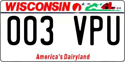WI license plate 003VPU