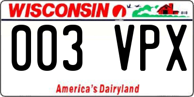 WI license plate 003VPX