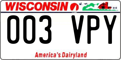 WI license plate 003VPY