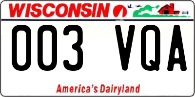 WI license plate 003VQA