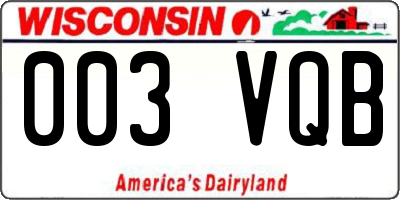 WI license plate 003VQB