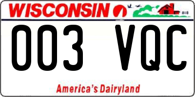 WI license plate 003VQC