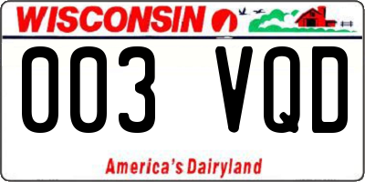 WI license plate 003VQD