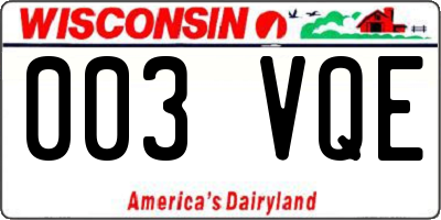 WI license plate 003VQE