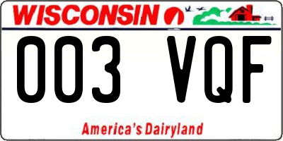 WI license plate 003VQF