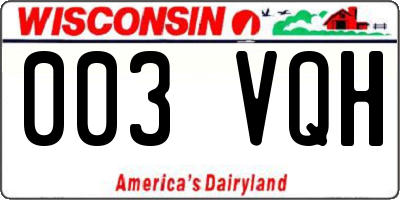 WI license plate 003VQH