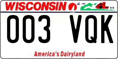 WI license plate 003VQK