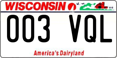 WI license plate 003VQL