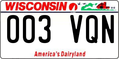 WI license plate 003VQN
