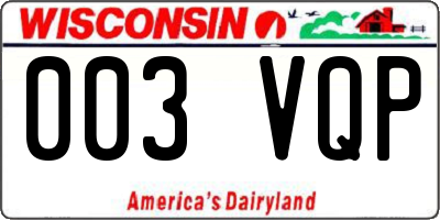 WI license plate 003VQP
