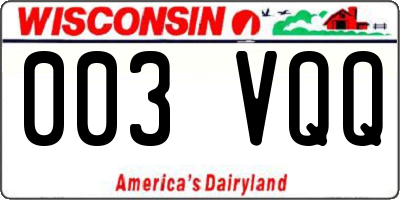 WI license plate 003VQQ