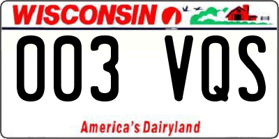 WI license plate 003VQS