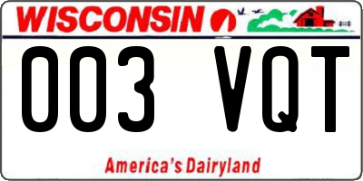 WI license plate 003VQT