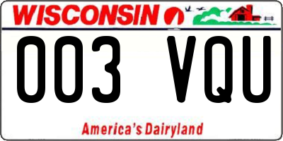 WI license plate 003VQU