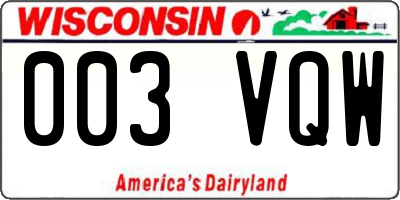 WI license plate 003VQW