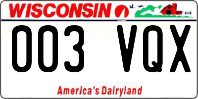 WI license plate 003VQX