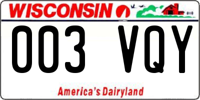 WI license plate 003VQY