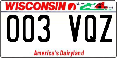 WI license plate 003VQZ