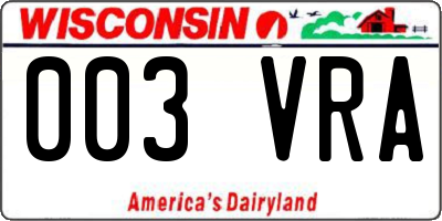 WI license plate 003VRA