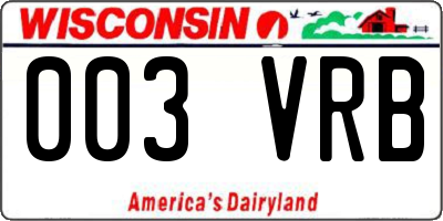WI license plate 003VRB