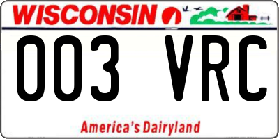 WI license plate 003VRC