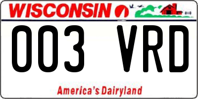 WI license plate 003VRD