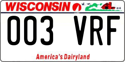 WI license plate 003VRF