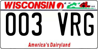WI license plate 003VRG