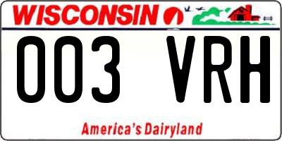 WI license plate 003VRH