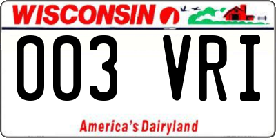 WI license plate 003VRI