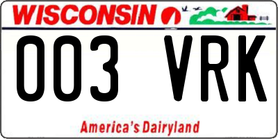 WI license plate 003VRK