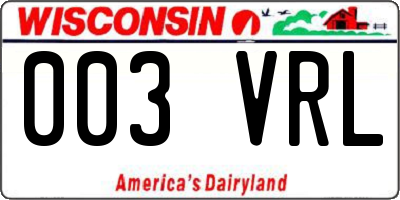 WI license plate 003VRL